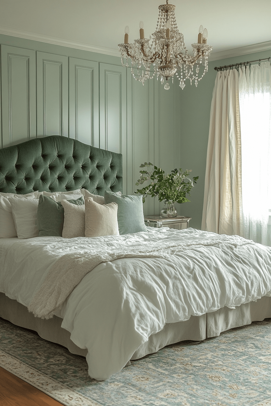 18+ Sage Green Farmhouse Bedroom Ideas to Inspire a Peaceful Atmosphere 5 Sage Green Elegant Touch