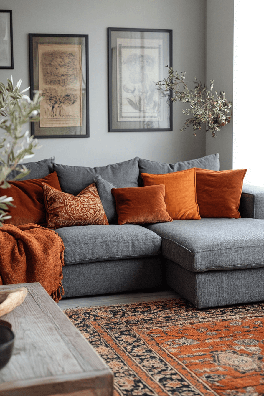 15+ Grey Couch Living Room Ideas That Prove Neutral Is Never Boring 5 Warm Accents With Grey