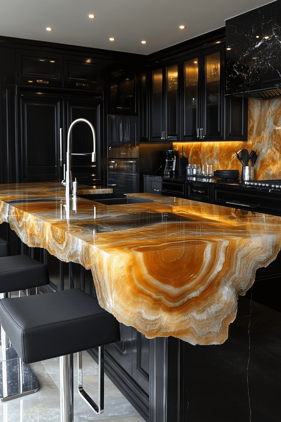 15+ Black Modern Kitchen Ideas That Prove Dark Can Be Bright and Inviting 6 Black Stone Sophistication