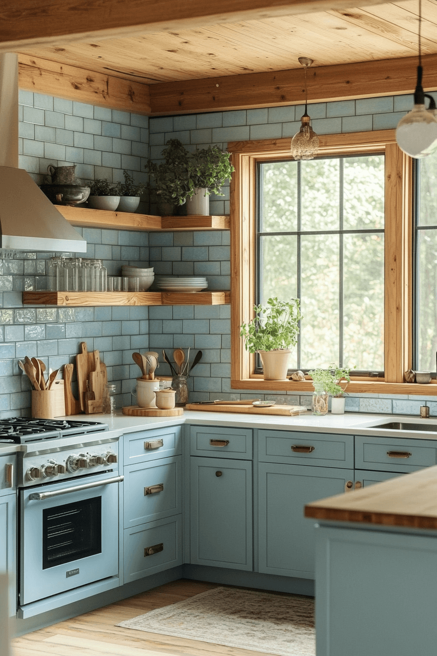 16+ Farmhouse Kitchen Paint Colors That Bring Warmth to Your Space 6 Coastal Sky Blue Refresh
