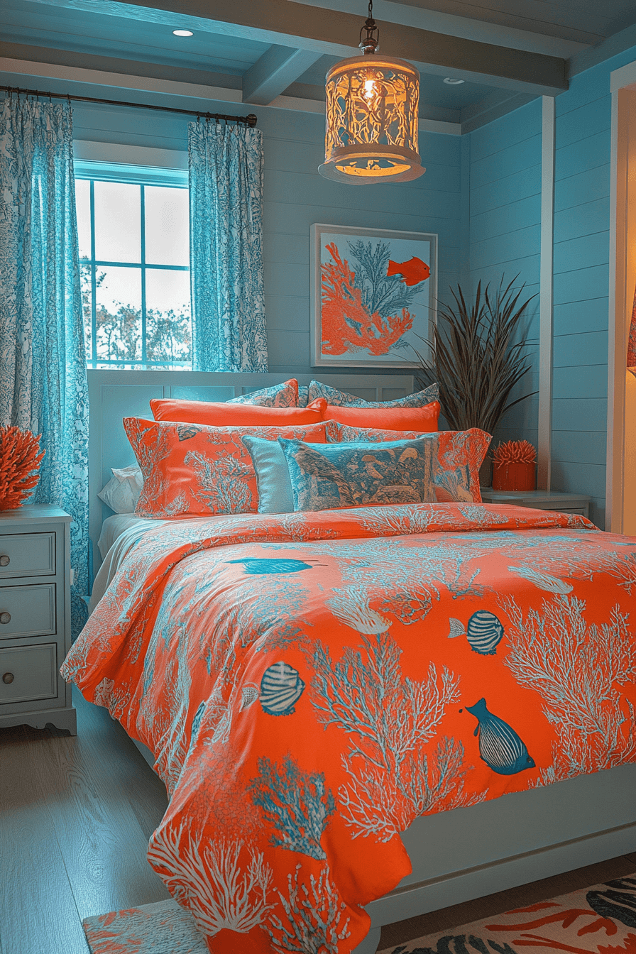 15+ Beach Inspired Bedrooms to Blend Comfort With Coastal Style 6 Coral Reef Retreat