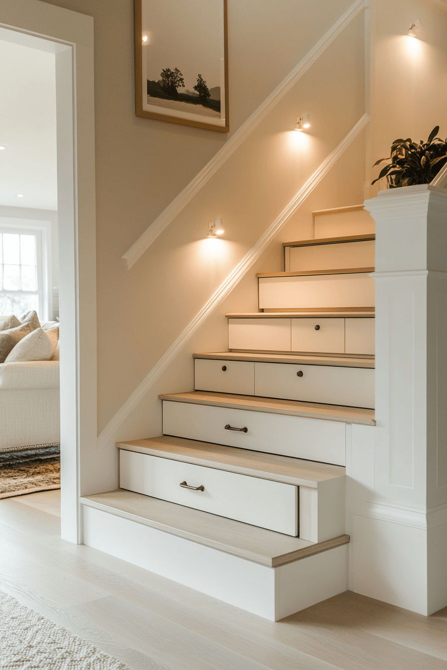 15+ Staircase Storage Under Stairs Ideas to Keep Your Home Neat and Chic 6 Discreet Drawers Under Stairs