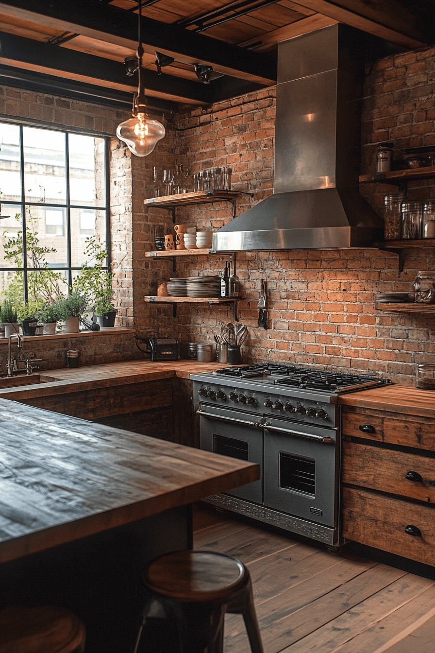 17+ Industrial Farmhouse Kitchen Designs That Bring Comfort and Edge Together 6 Industrial Brick Farmhouse Kitchen
