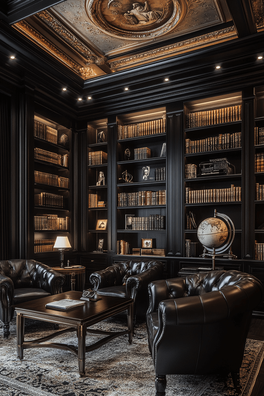 16+ Dark Academia Decor Ideas for Small Spaces With Big Character 6 Philosophers Discussion Lounge
