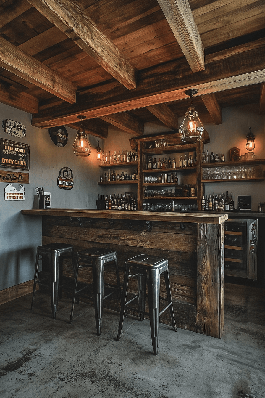 15+ Basements Bar Inspirations for Effortless Entertaining 6 Rustic Industrial Charm Bar