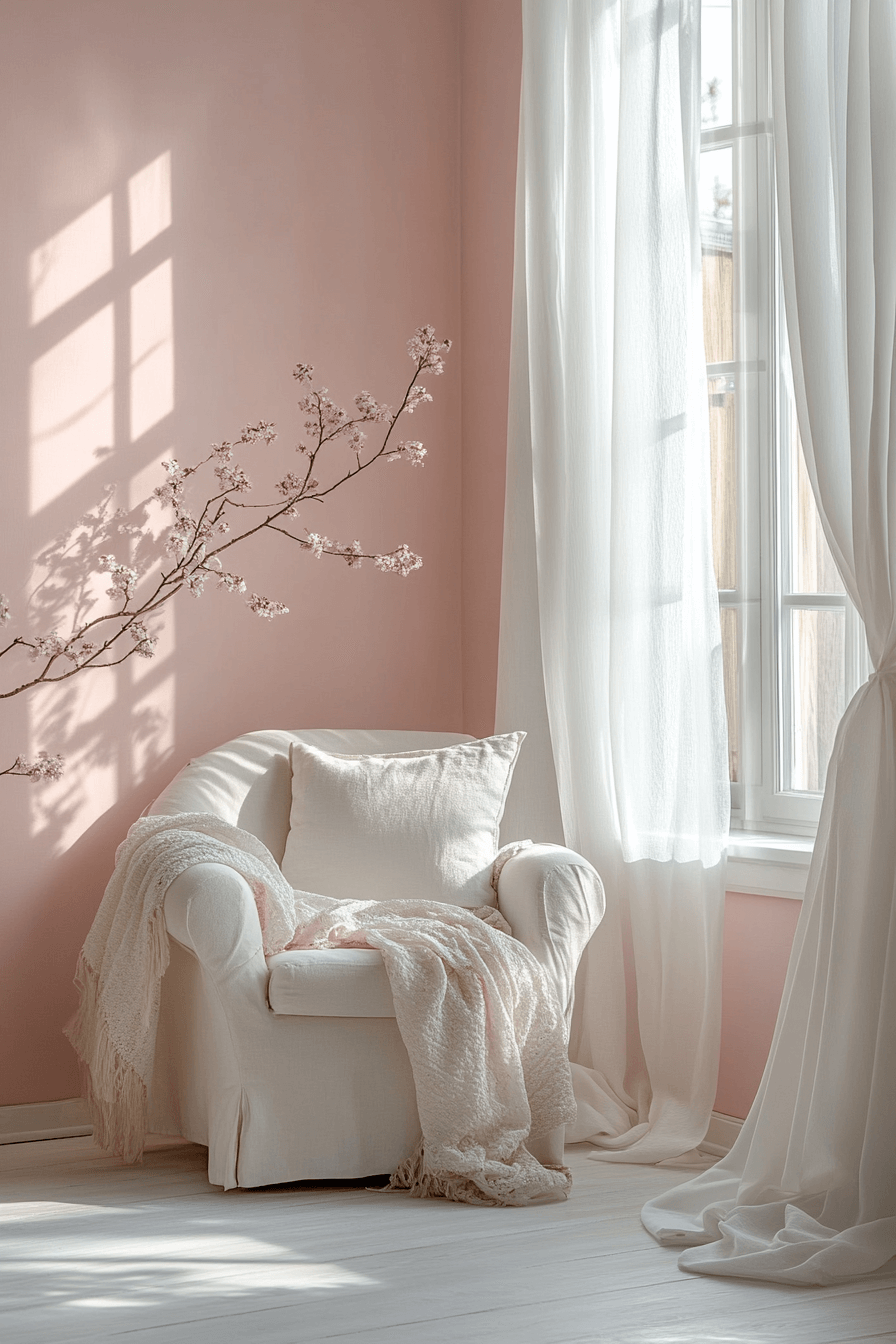 18+ Pink Bedroom Ideas for a Personalized and Beautiful Touch 6 Serene Pink And White