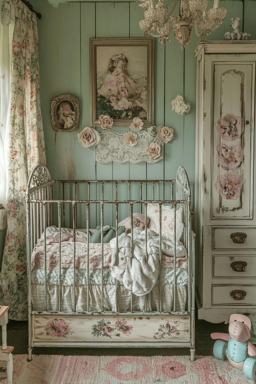 18+ Vintage Inspired Nursery Looks to Create a Dreamy Baby Haven 6 Shabby Chic Pastel Retreat