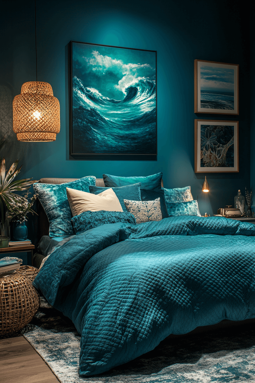 15+ Dark Teal Bedroom Ideas That Make a Statement With Style 6 Stormy Dark Teal Bedroom Retreat