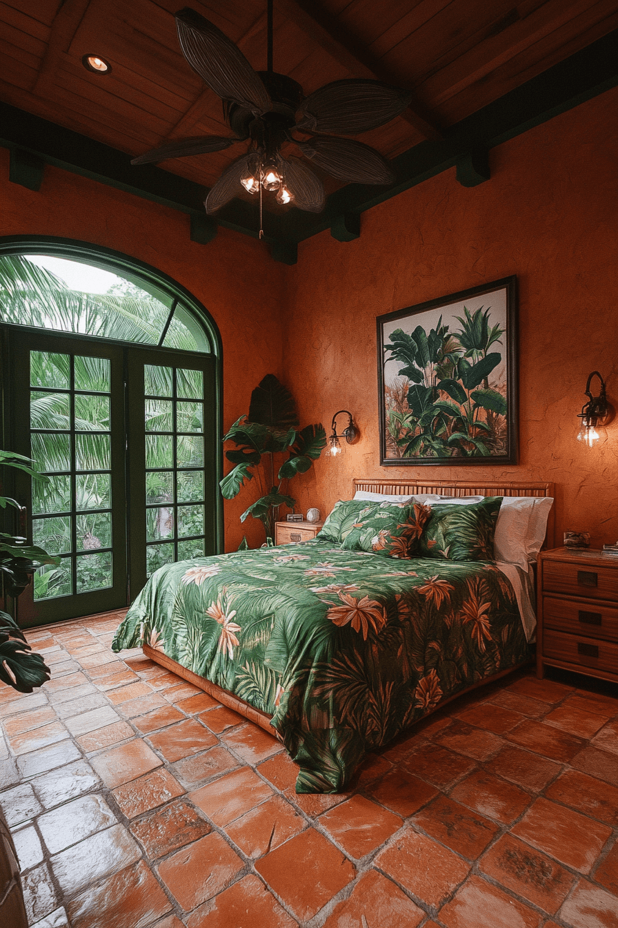 15+ Green and Terracotta Bedroom Ideas That Prove Natural Colors Inspire Serenity 6 Tropical Haven With Green And Terracotta