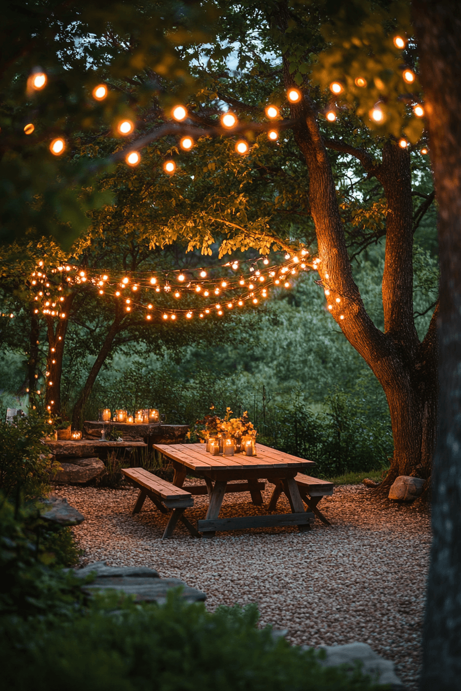 18+ Garden Party Decor Ideas That Bring Elegance to Outdoor Gatherings 6 Twinkle Light Paradise