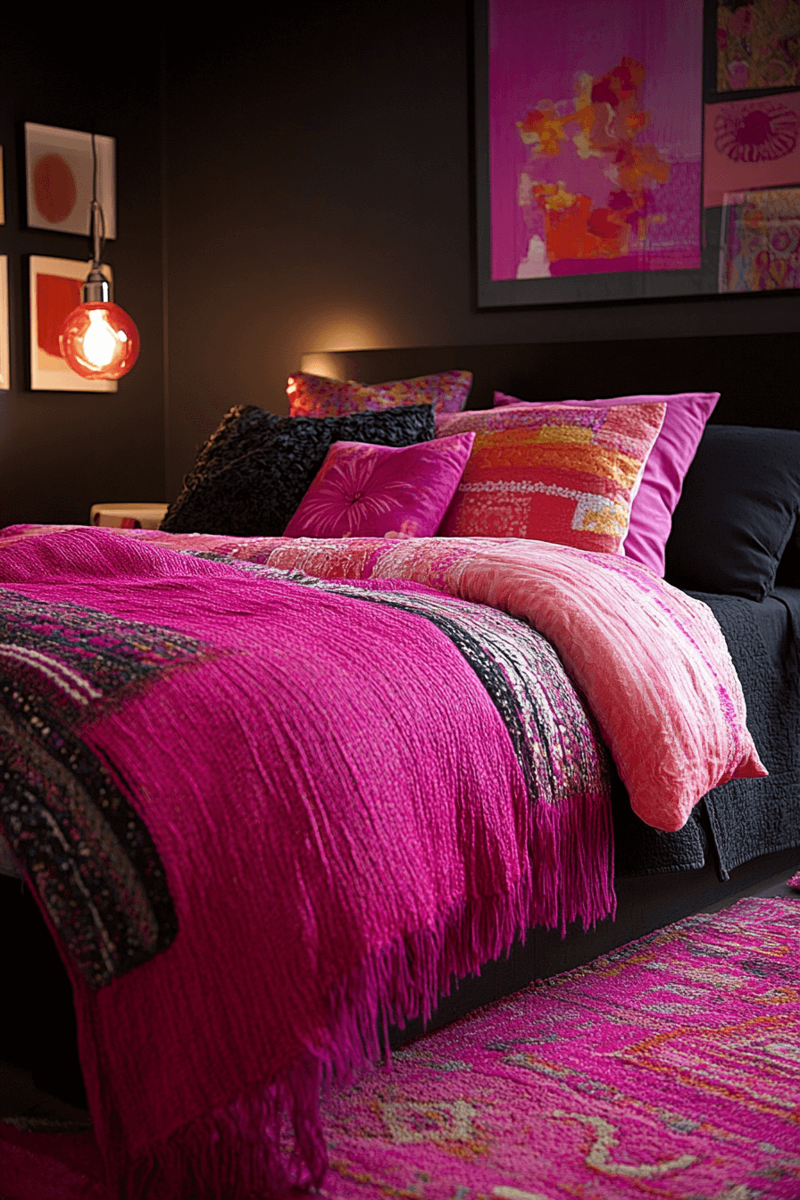 18+ Pink Bedroom Ideas for a Personalized and Beautiful Touch 7 Bold Pink And Black