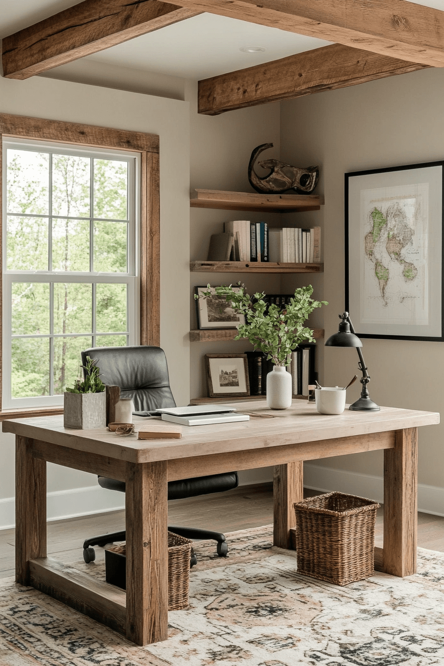 18+ Modern Farmhouse Interior Looks Perfect for Everyday Elegance 7 Bright And Rustic Home Office