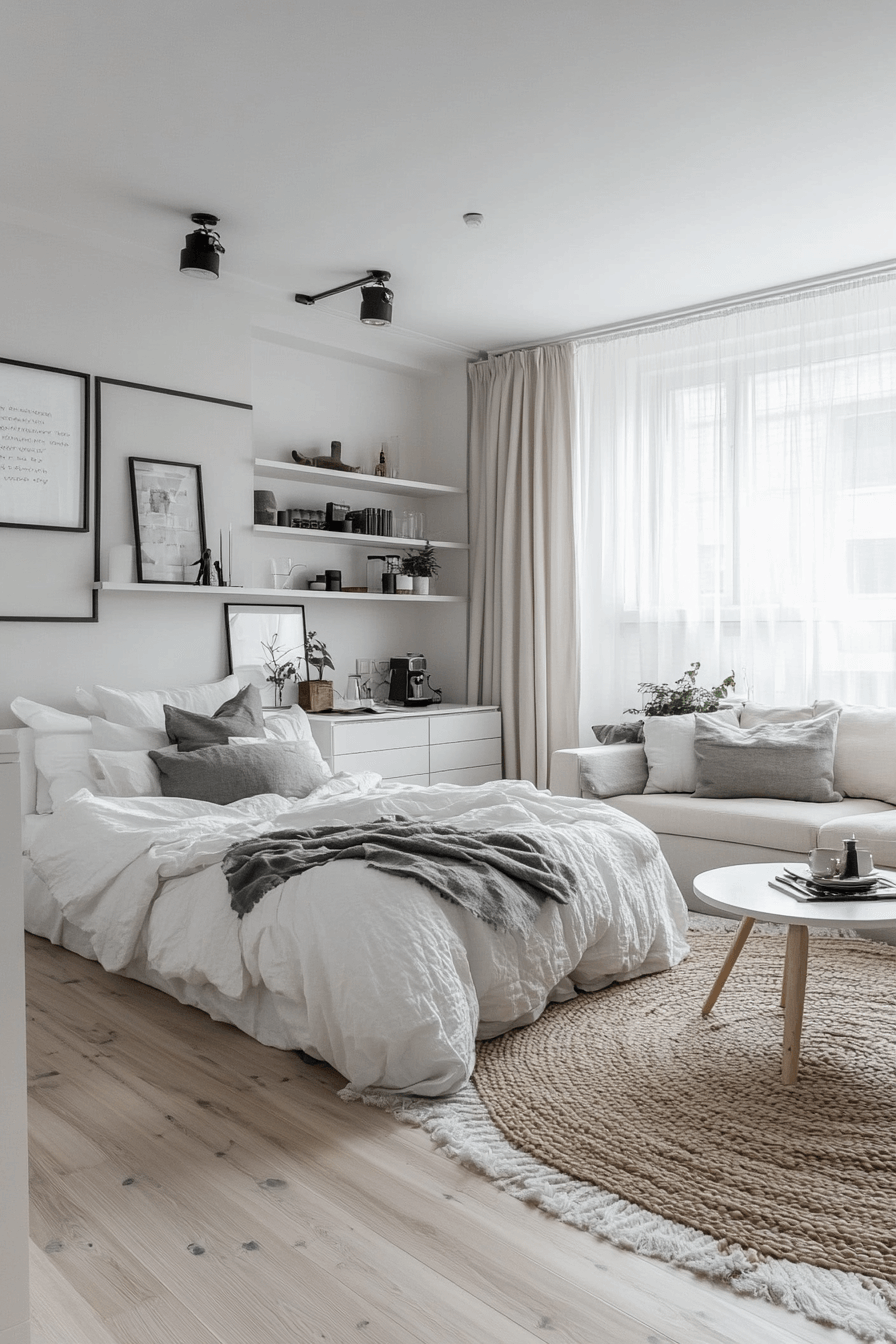 28+ Studio Apartment Ideas That Transform Simple Spaces with Ease 7 Calm Scandi Style