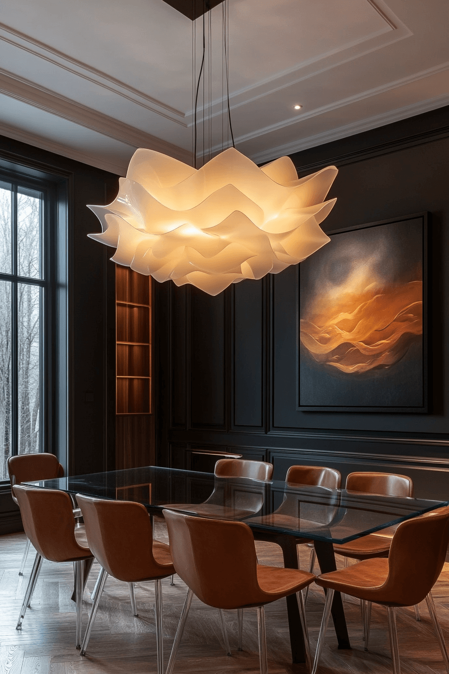 25+ Luxury Dining Room Inspiration for a Dreamy Holiday Setting 7 Dramatic Feature Lighting