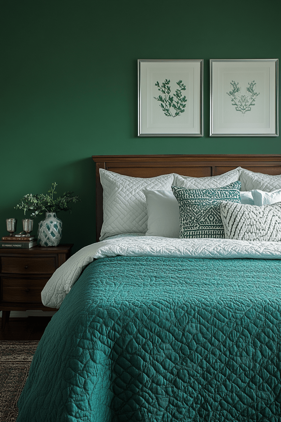 16+ Emerald Green Art Deco Bedroom Ideas to Capture Timeless Glamour 7 Silver Shine In Emerald Deco