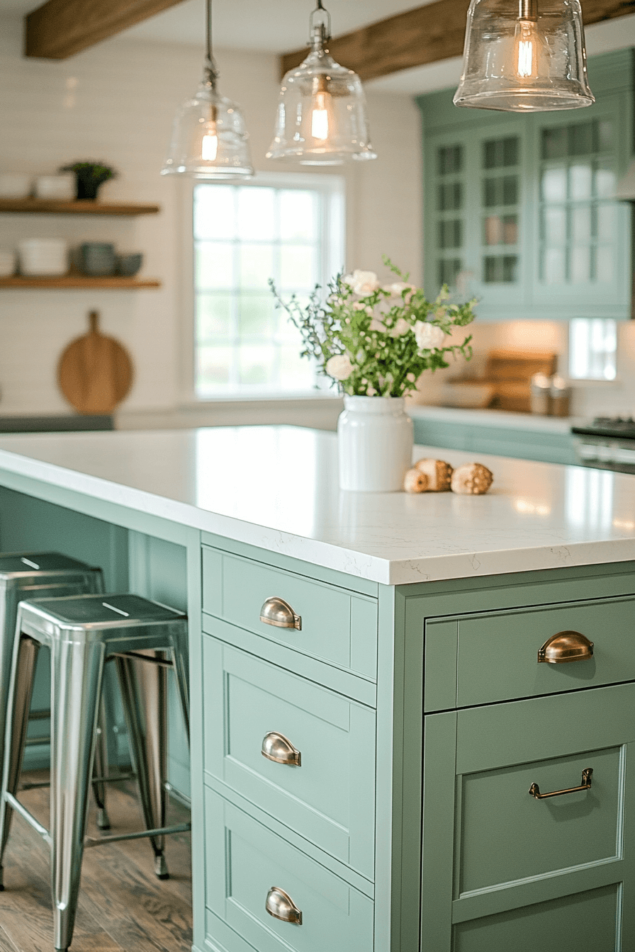 16+ Farmhouse Kitchen Paint Colors That Bring Warmth to Your Space 7 Soft Mint Whisper