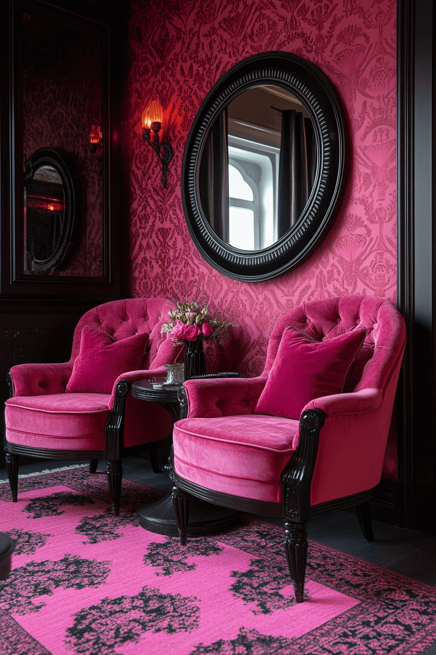 15+ Pink and Black Bedroom Ideas That Blend Playfulness and Sophistication 8 Art Deco Glam In Pink And Black
