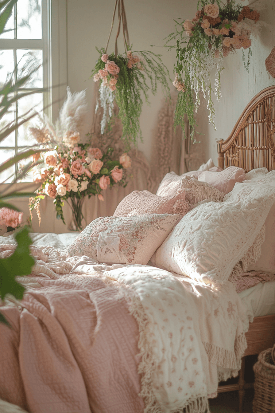 18+ Pink Bedroom Ideas for a Personalized and Beautiful Touch 8 Bohemian Pink Paradise