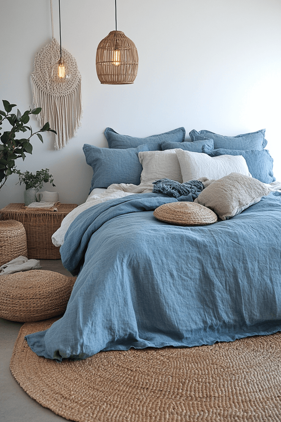 15+ Light Blue Boho Bedroom Ideas for a Chic and Airy Vibe 8 Breezy Boho Escape