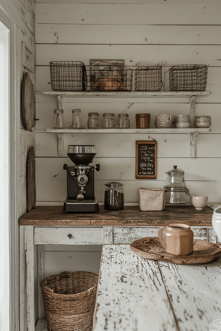 17+ Coffee Bar Styling Ideas to Create a Café Vibe at Home 8 Charming Farmhouse Coffee Bar