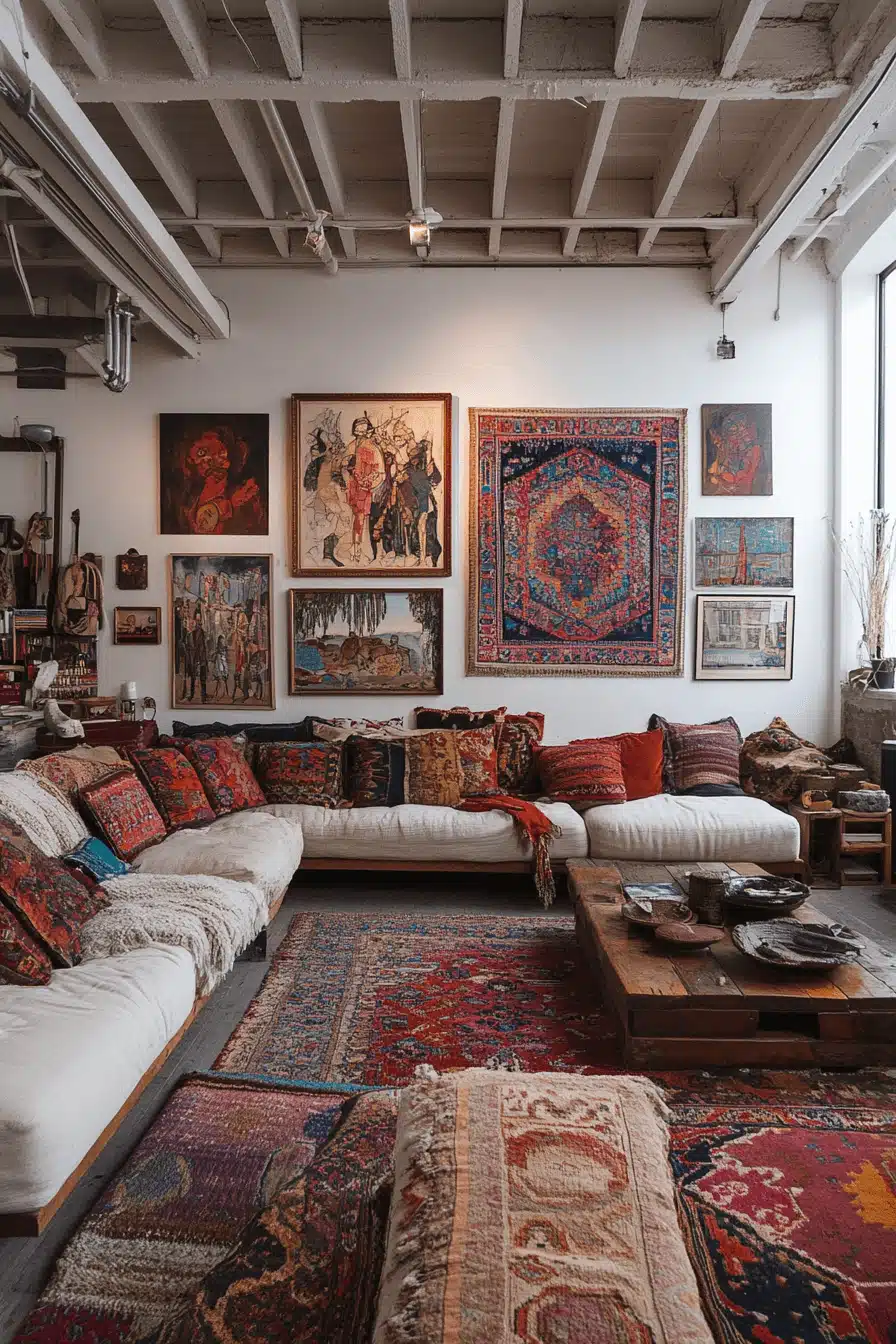 17+ Colorful Boho Decor Ideas That Turn Everyday Living Into Artful Expression 8 Eclectic Boho Art Wall