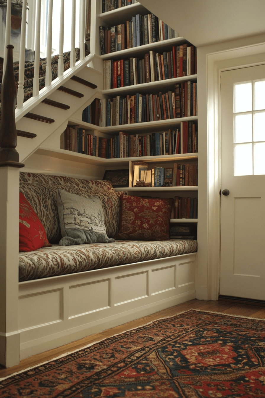 15+ Staircase Storage Under Stairs Ideas to Keep Your Home Neat and Chic 8 Library Nook Under Stairs