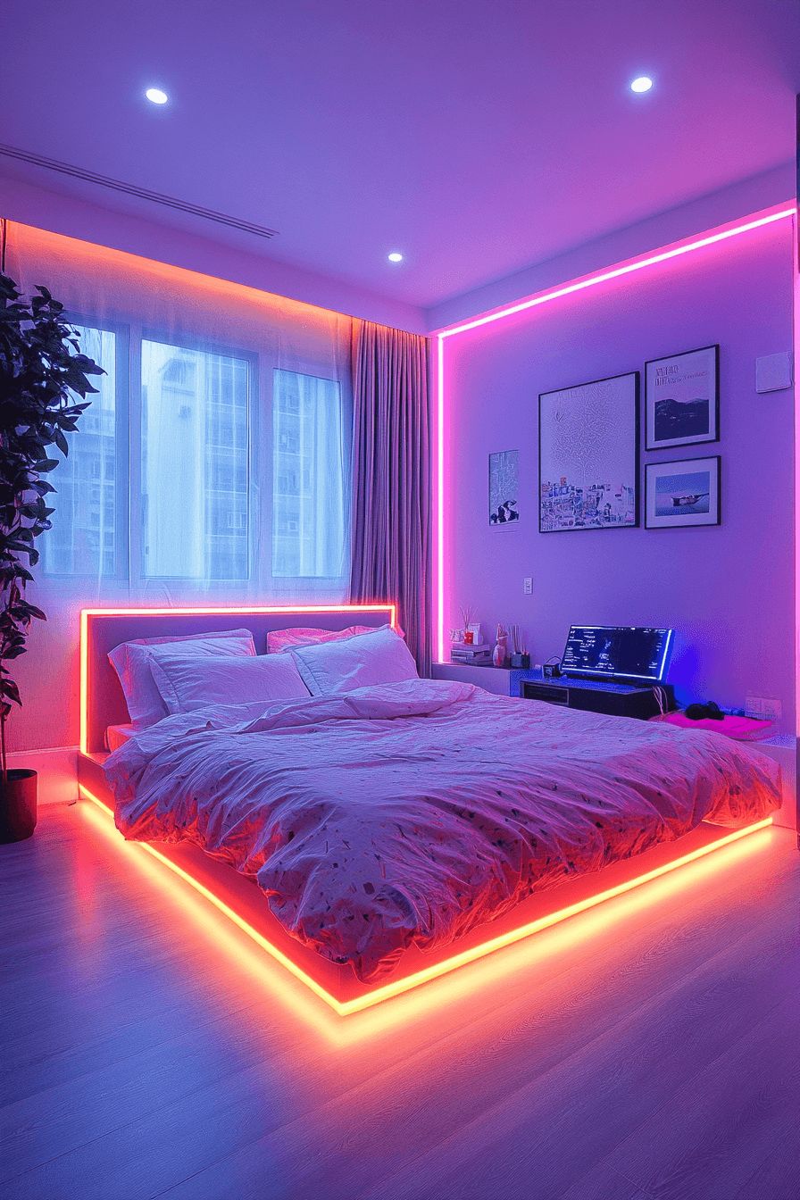 17+ Street Style Bedroom Designs for a Space Full of Character 8 Neon Nightlife Bedroom