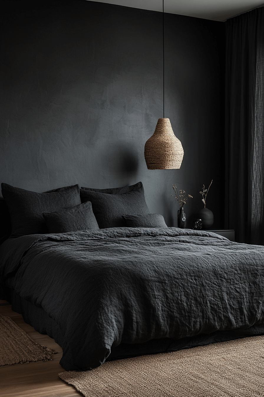 25+ Dark Boho Bedroom Inspiration for a Dreamy Night’s Retreat 8 Noir Balanced Mood