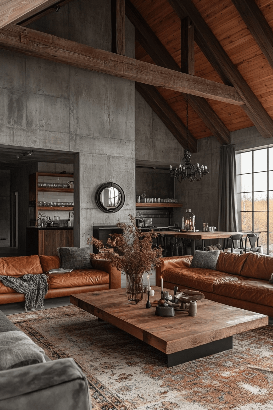 16+ Industrial Farmhouse Living Room Looks That Mix Comfort With Edge 8 Timber Farmhouse Blend