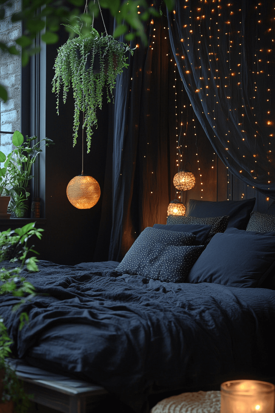 16+ Black Boho Bedroom Ideas to Make Your Space Stand Out 8 Twilight Whimsy Boho Bedroom Magic
