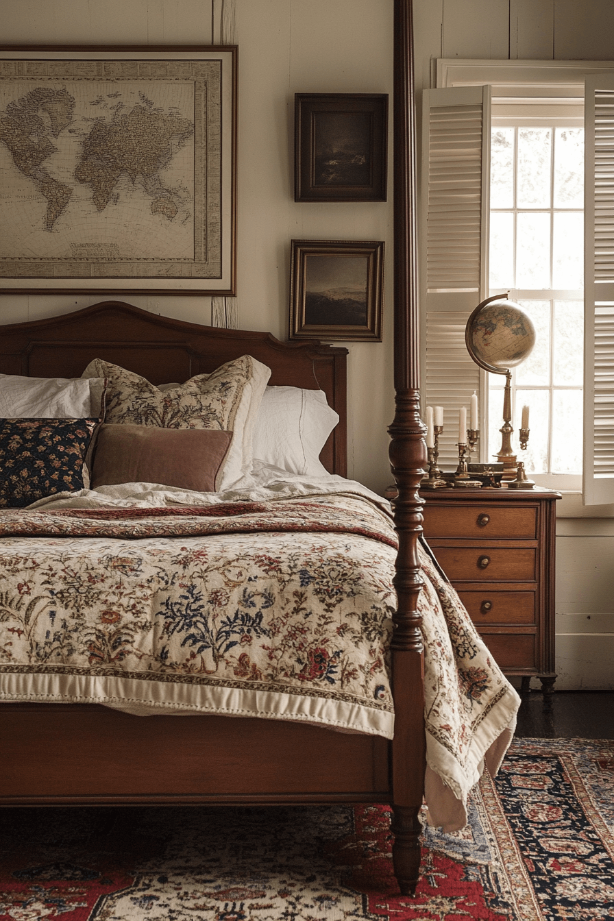 18+ Vintage Bedroom Ideas That Capture Old-World Elegance With Ease 9 Colonial Elegance Vintage Bedroom