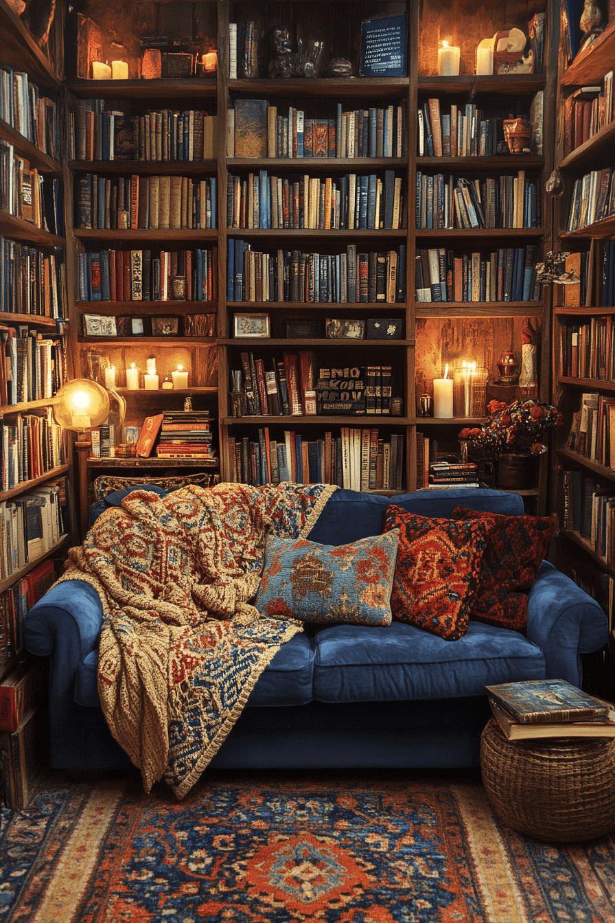 28+ Blue Couch Living Room Looks That Capture Bold Sophistication 9 Cozy Deep Blue Lounge Area