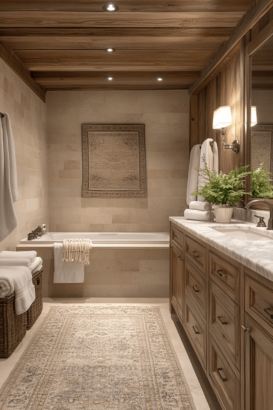 17+ Transitional Bathroom Design Looks That Make Any Home Shine 9 Material Mix Bathroom