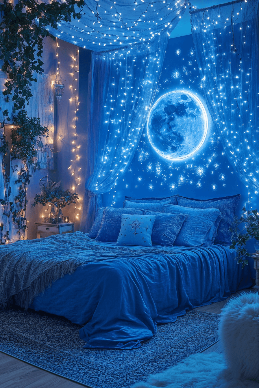 18+ Boho Bedroom With Curtain Lights That Turn Simplicity Into Style 9 Moonlit Boho Bliss