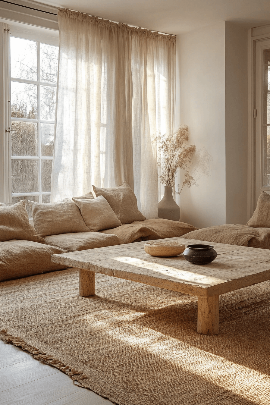 19+ Wabi Sabi Living Room Designs for a Home Full of Serenity and Style 9 Natural Fiber Foundation