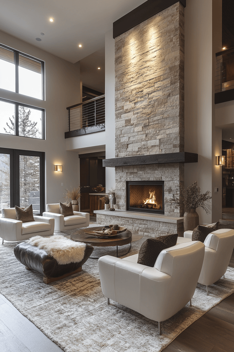24+ Modern Fireplace Ideas to Create a Stunning Focal Point 9 Natural Stone