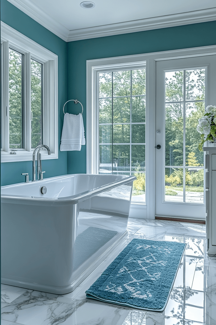 19+ Blue Bathroom Decor Inspiration for a Chic and Modern Vibe 9 Peaceful Teal Oasis