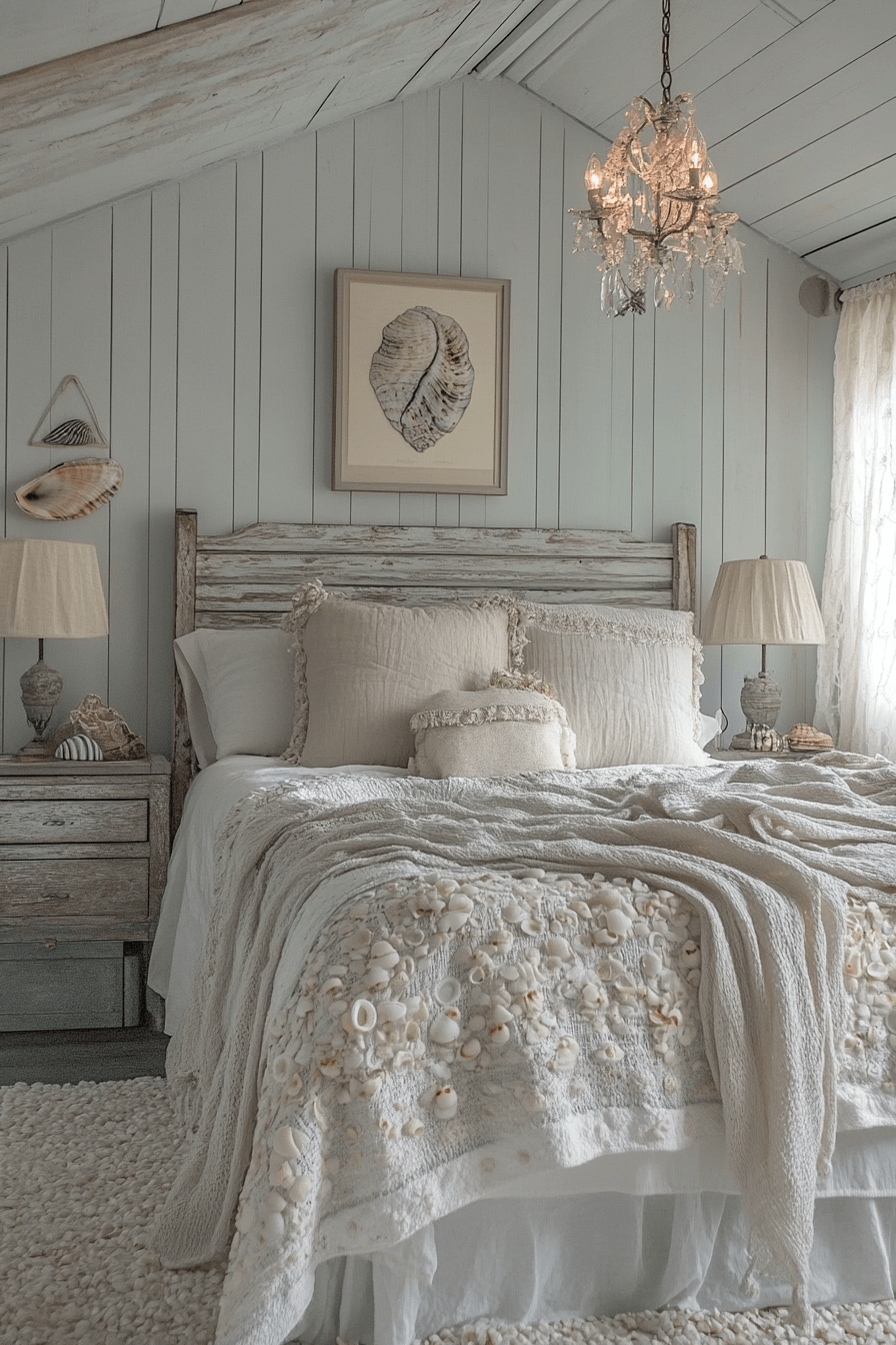 21+ Boho Coastal Bedroom Inspiration for a Space Full of Personality 9 Shell Collector