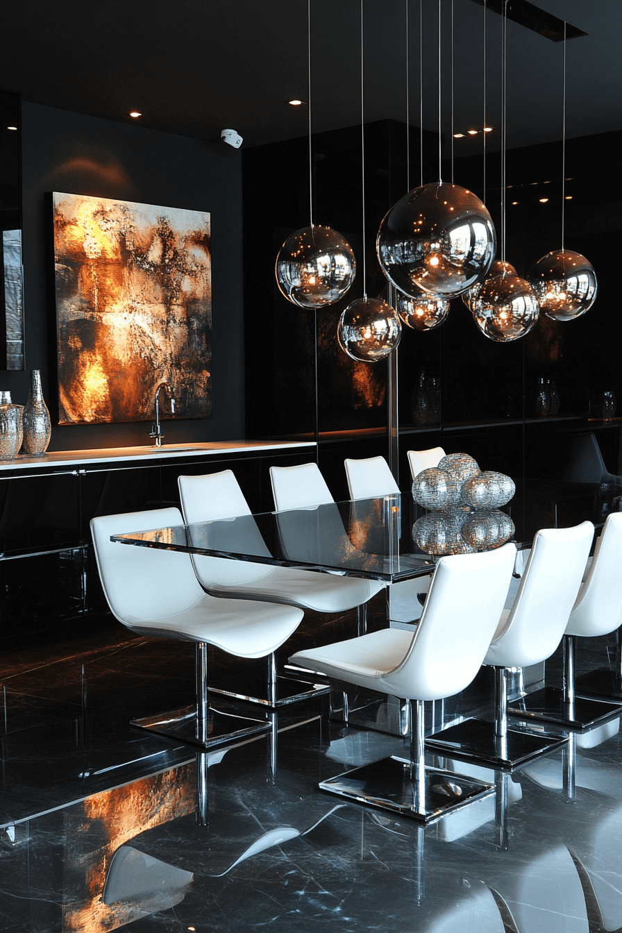 25+ Luxury Dining Room Inspiration for a Dreamy Holiday Setting 9 Sleek Polished Modern Style