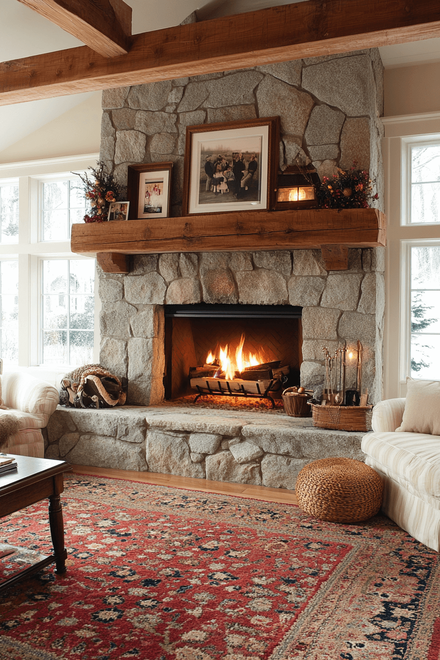 19+ Barnhouse Decor Ideas for a Budget-Friendly Rustic Refresh 9 Stone Fireplace Focal Point