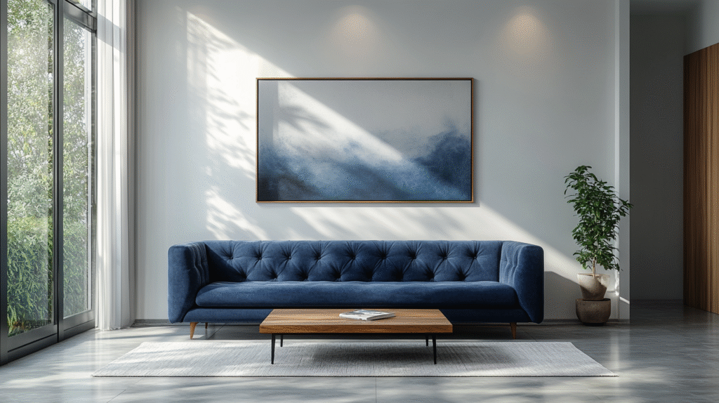 blue couch living room