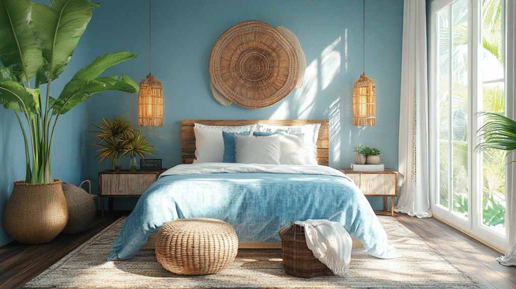 15+ Light Blue Boho Bedroom Ideas for a Chic and Airy Vibe light blue boho bedroom ideas