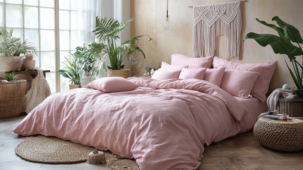 15+ Pink Boho Bedroom Ideas That Blend Playfulness and Serenity pink boho bedroom ideas