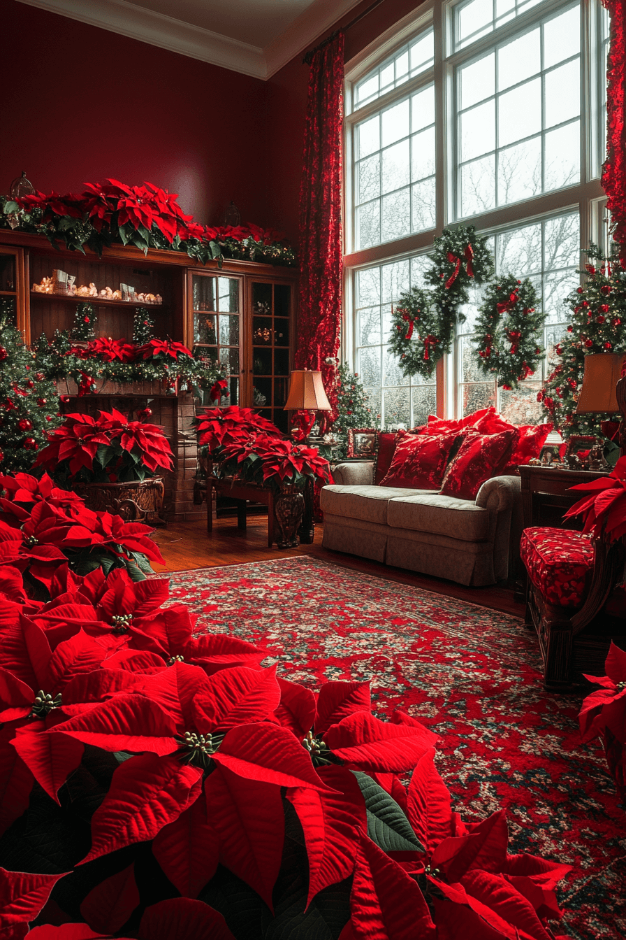 29 Cozy Christmas Decor Inspirations for a Warm and Merry Holiday 13 Poinsettia Glow Haven