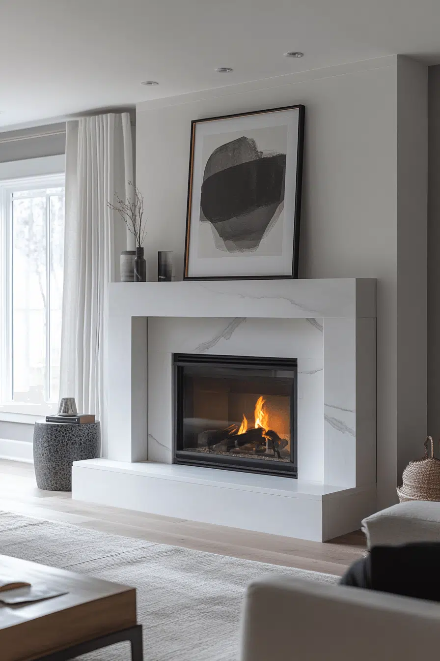 1 Clean White Minimalist Fireplace