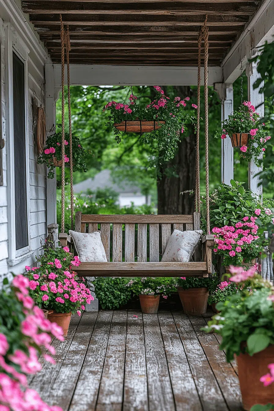 25 Antique Farmhouse Decor Ideas For A Relaxed Country Home Feel 10 Farmhouse Porch Swing Vibes