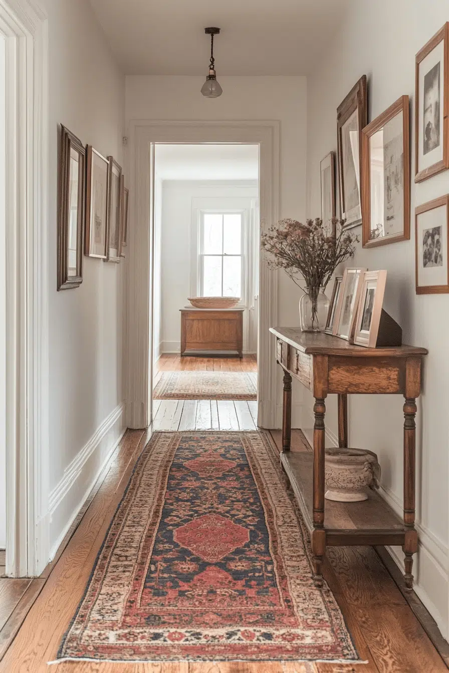 25 Antique Farmhouse Decor Ideas For A Relaxed Country Home Feel 11 Heritage Hallway Rug Design