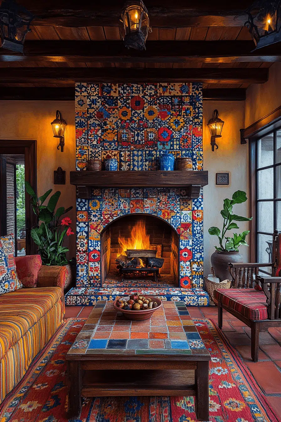 25 Fireplace Interior Ideas To Create A Beautiful Focal Point 11 Mediterranean Tiled Fireplace Inspiration
