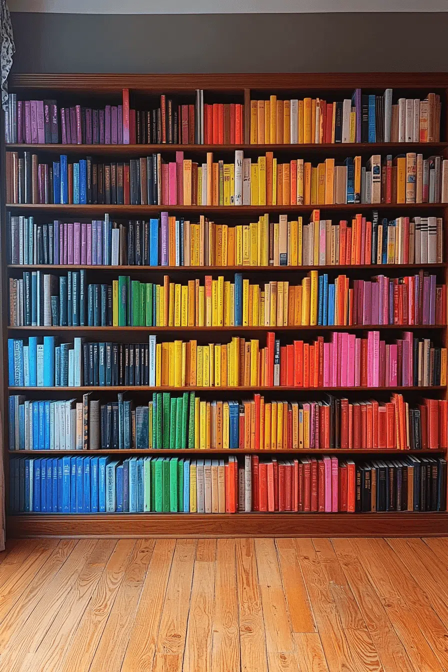 25 Bookshelf Ideas To Make Your Space Feel Organized And Chic 12 Colorful Book Layout Design
