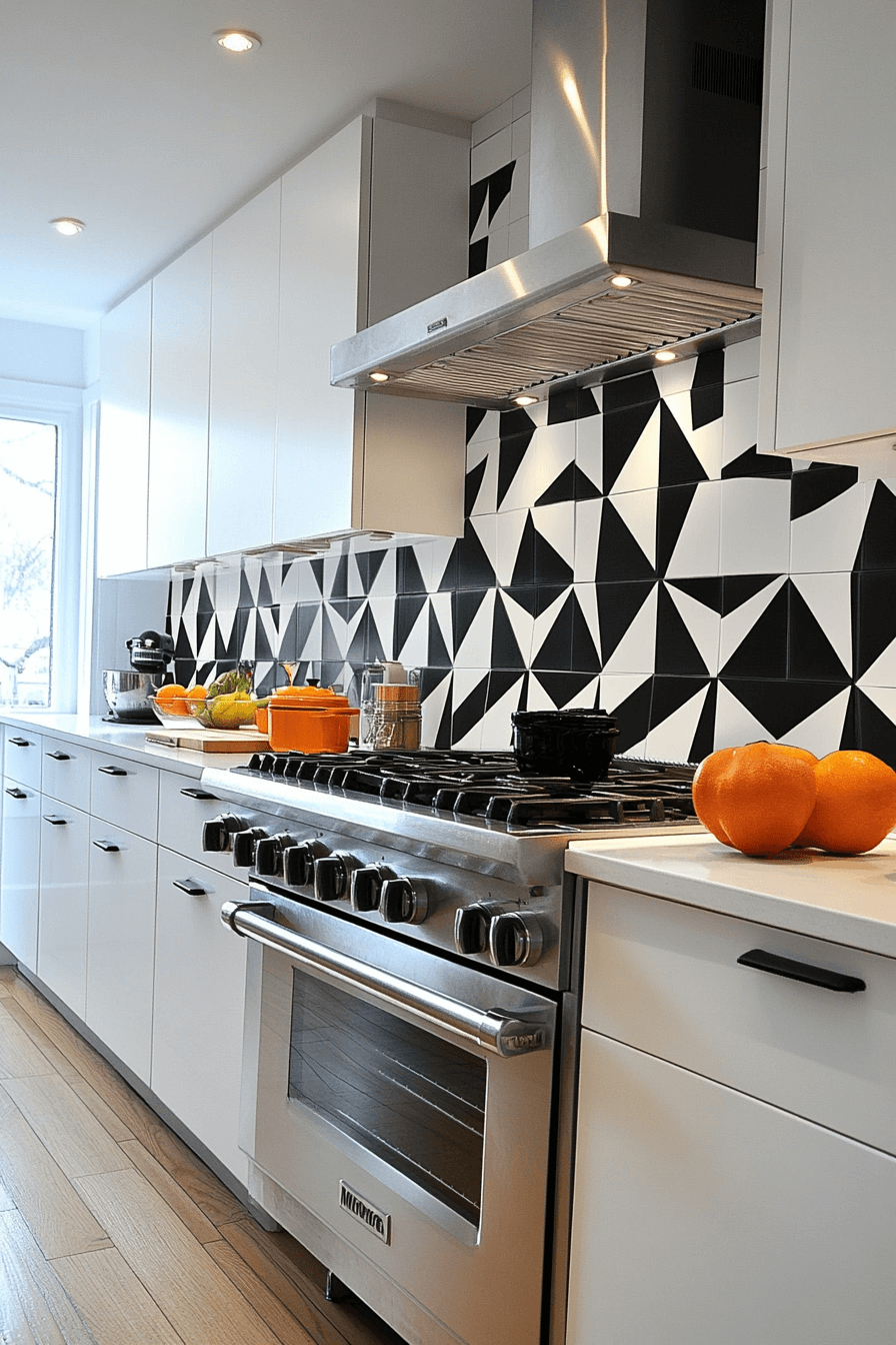 25 Backsplash Kitchen Ideas That Brighten Up Any Room 13 Monochrome Block Backsplash Vibe